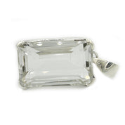 big statement clear quartz emerald cut serling silver pendant