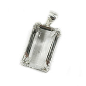 big statement clear quartz emerald cut serling silver pendant