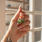prehnite teardrop sterling silver earrings