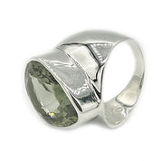 big green amethyst silver gemstone ring