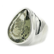 big green amethyst silver gemstone ring