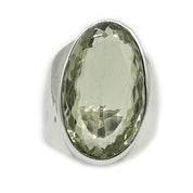 big green amethyst silver ring