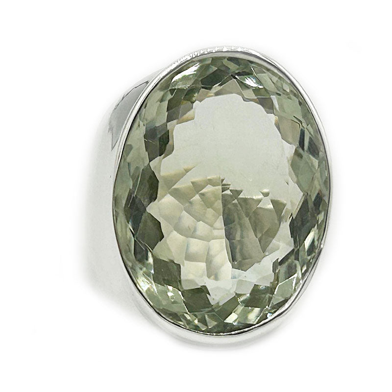 big green amethyst silver ring