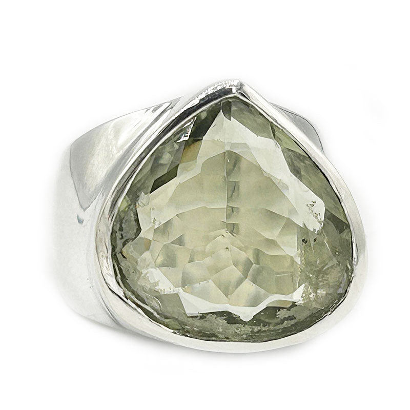 big green amethyst silver gemstone ring