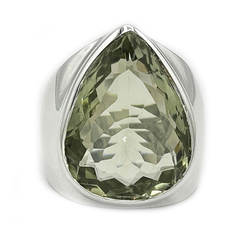 big green amethyst silver gemstone ring