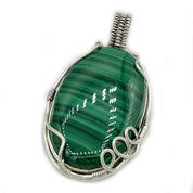 big malachite silver gemstone pendant