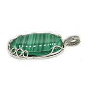 big malachite silver gemstone pendant