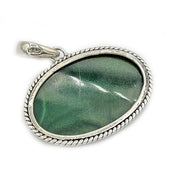 malachite silver gemstone pendant