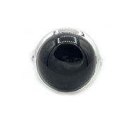 round black onyx sterling silver ring