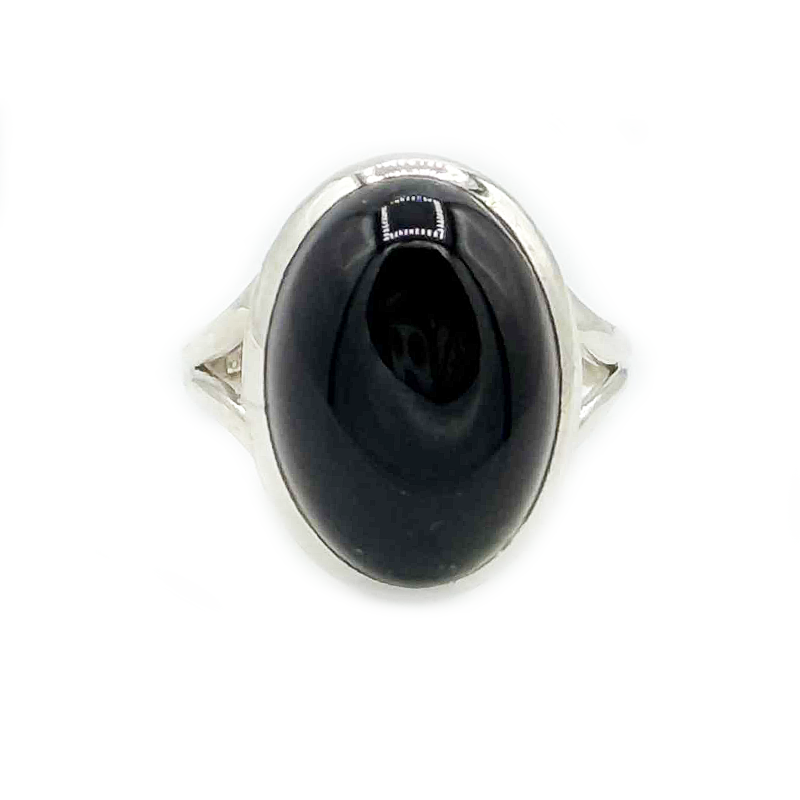oval black onyx sterling silver gemstone ring