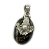 Bronzite Oval Pearl Gemstone Pendant
