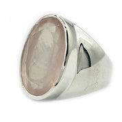 large rose quartz sterling silver gemstone ring