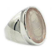 large rose quartz sterling silver gemstone ring