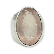 large rose quartz sterling silver gemstone ring