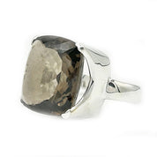 chunky smoky quartz silver gemstone ring