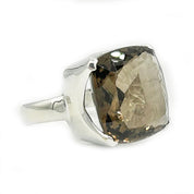 chunky smoky quartz silver gemstone ring