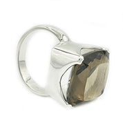 chunky smoky quartz silver gemstone ring