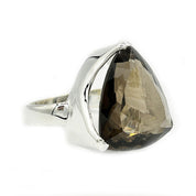 teardrop smoky quartz silver gemstone ring