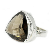 teardrop smoky quartz silver gemstone ring