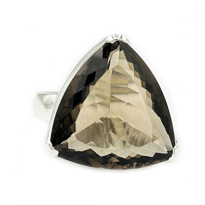 teardrop smoky quartz silver gemstone ring