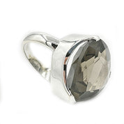 teardrop smoky quartz silver gemstone ring