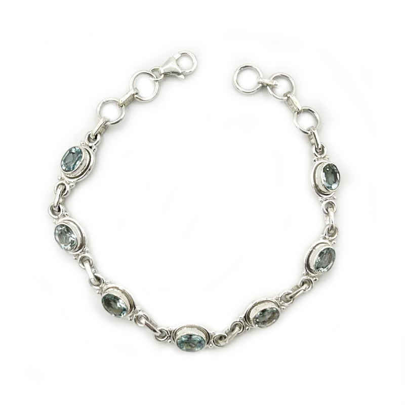 blue topaz sterling silver gemstone bracelet