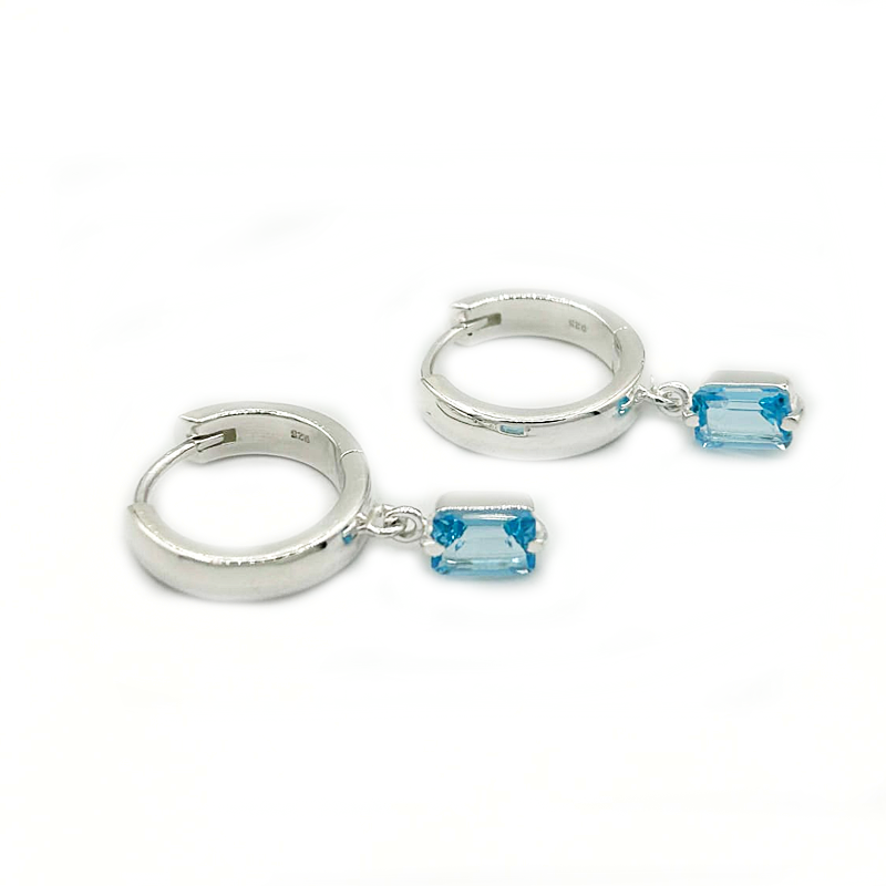 blue topaz silver drop earrings