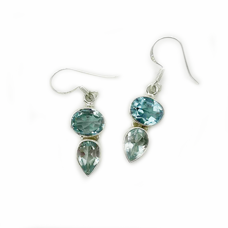 blue topaz sterling silver gemstone earrings