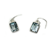blue topaz emerald cut sterling silver earrings