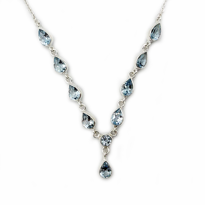 blue topaz sterling silver gemstone necklace