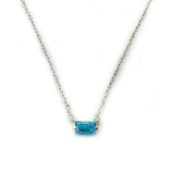 Blue Topaz Emerald Cut Necklace