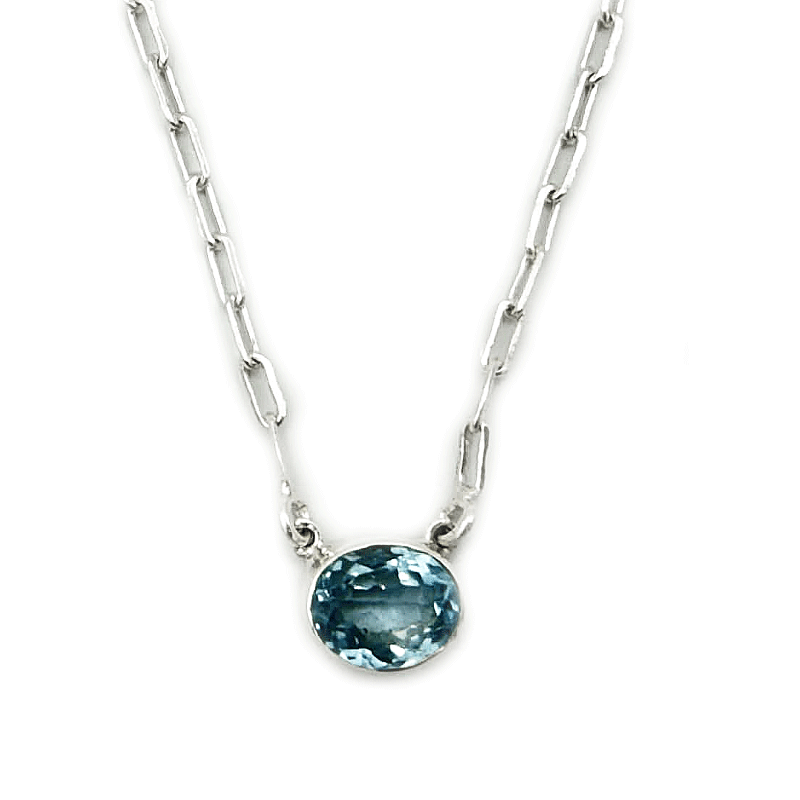 blue topaz handmade sterling silver gemstone necklace