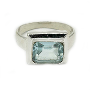 blue topaz emerald cut sterling silver gemstone ring