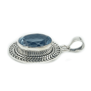 blue topaz oval sterling silver gemstone pendant