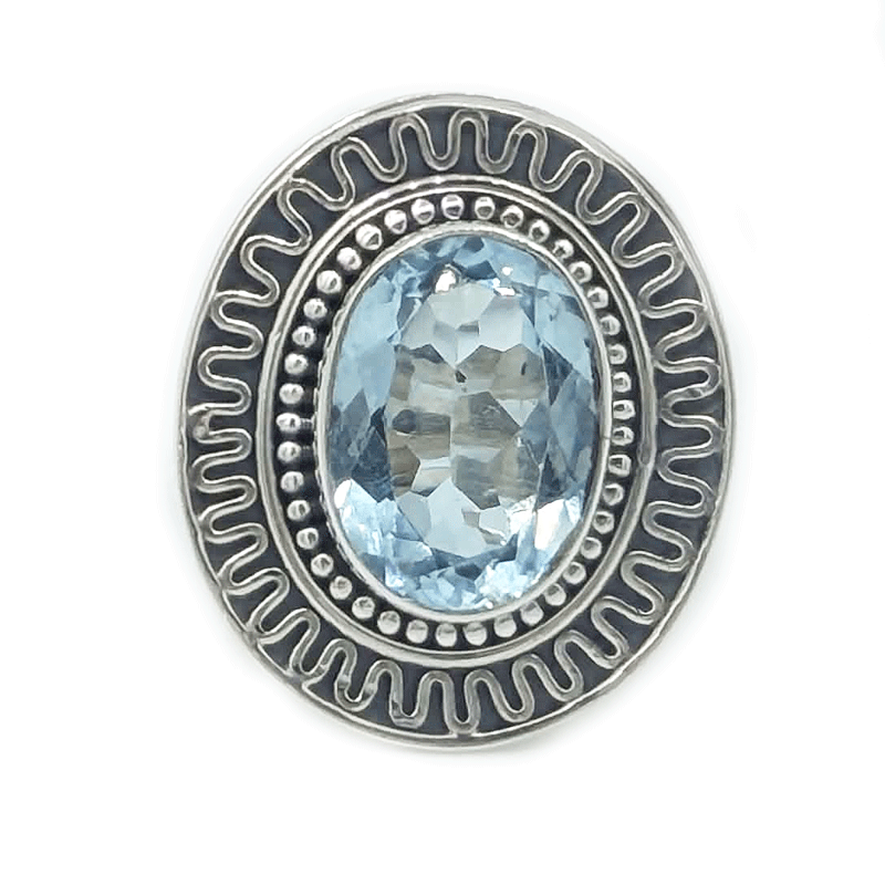 blue topaz oval sterling silver gemstone ring