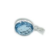 oval checkercut sterling silver gemstone pendant