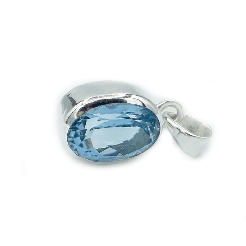 oval blue topaz sterling silver pendant