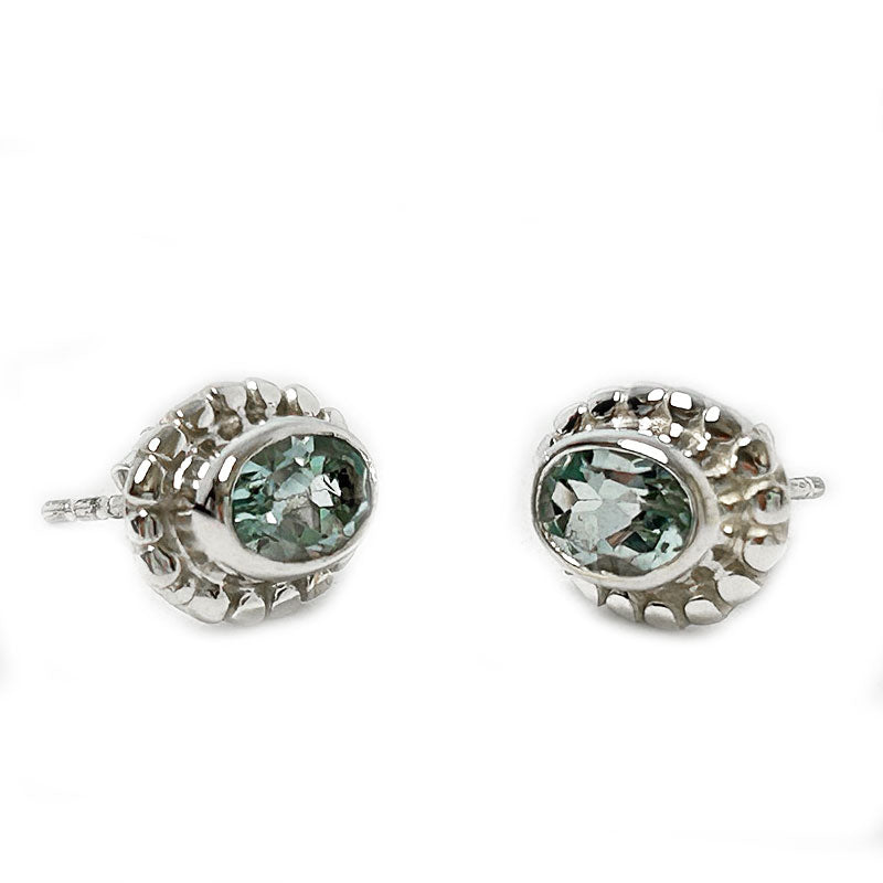 blue topaz sterling silver stud earrings