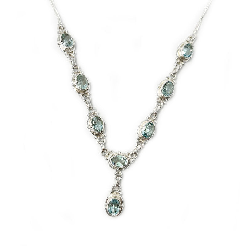 blue topaz silver gemstone necklace
