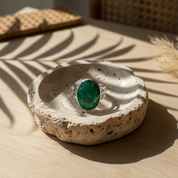oval emerald quartz sterling silver gemstone ring