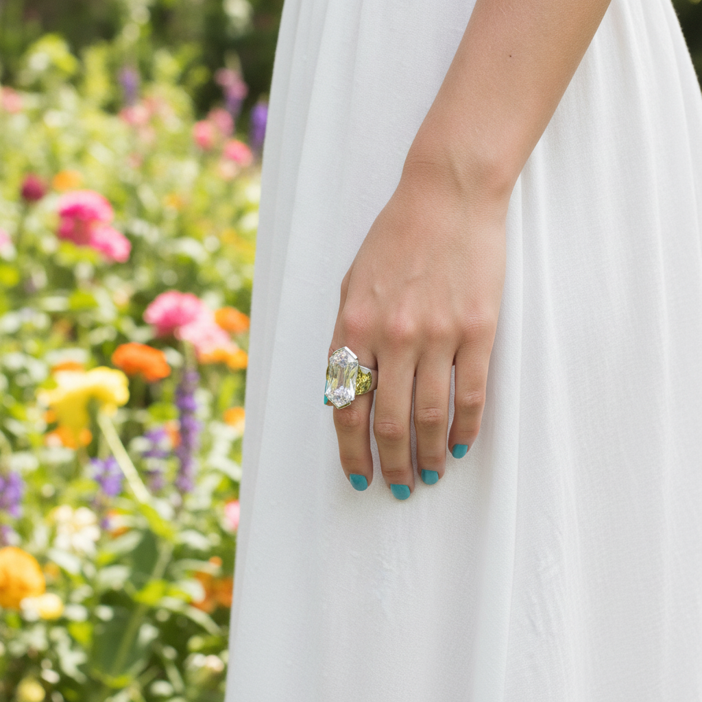 big white topaz sterling silver gemstone ring