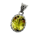 Sarvin Lemon Quartz Oval Pendant