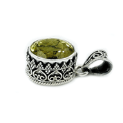 lemon quartz oval sterling silver pendant