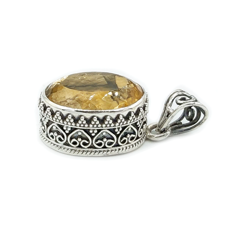 oval citrine sterling silver gemsotne pendant