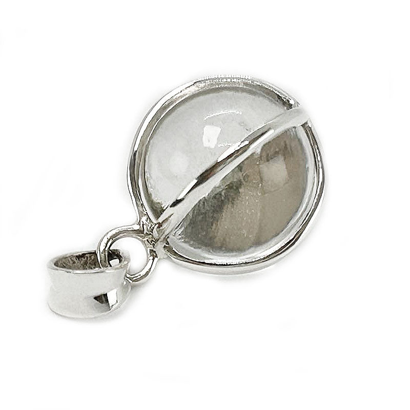 clear quartz crystal ball silver pendant