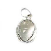 clear quartz crystal ball silver pendant