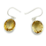 Eka Citrine Oval Silver Earrings