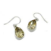 lemon quartz silver teardrop earrings
