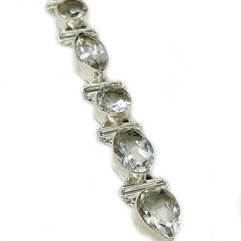 clear quartz silver gemstone bracelet