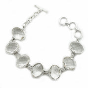 clear quartz silver oval gemstone bracelet
